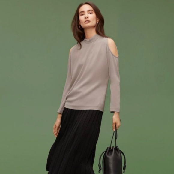 BNWT Aritzia Wilfred Havet Grey/Beige Business Casual Office Formal Blouse Sz S - Picture 3 of 9